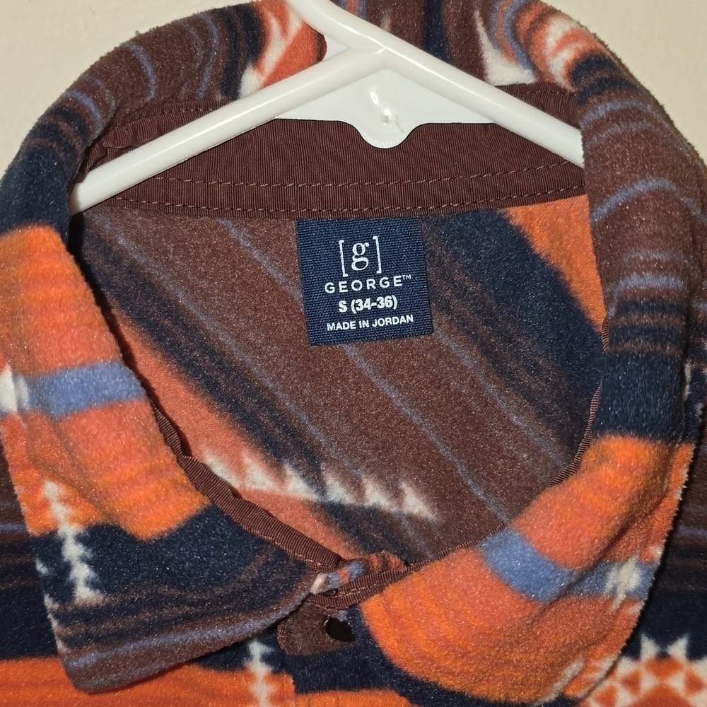 George Orange and Brown Plaid Aztec Western Shirt LOT O - Picture 2 of 6